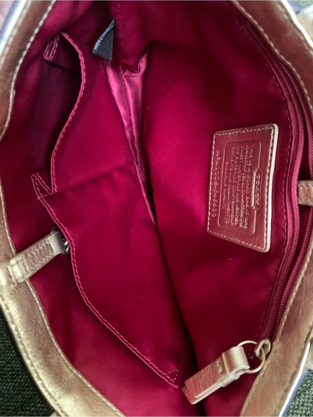 Coach Beige Signature Tote with Gold Dots and Red Hearts